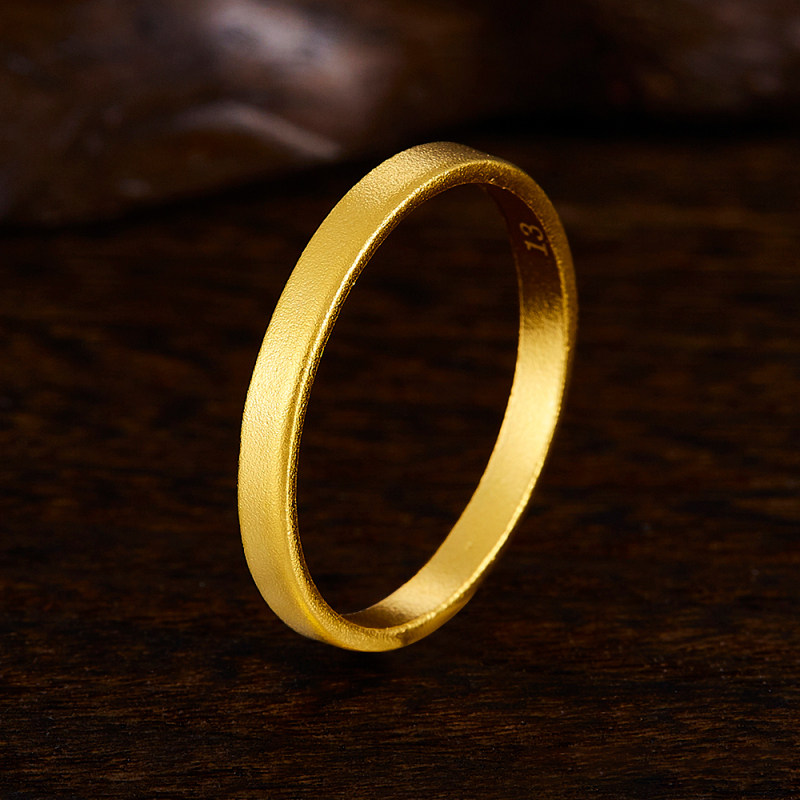 Chinese gold 999 solid gold ring aperture ring plain ring for men and women couples birthday and holiday gifts recommended
