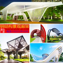 Stainless steel gallery Sculpture Custom Squares Large Steel Structure Iron Art Promenade Pavilions Cool Pavilions Metal Profiled Leaves Landscape