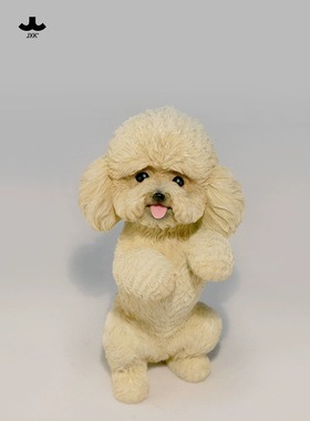 JXK仿真泰迪小狗模型 贵宾宠物犬周边仿真动物手办摆件桌面摆设