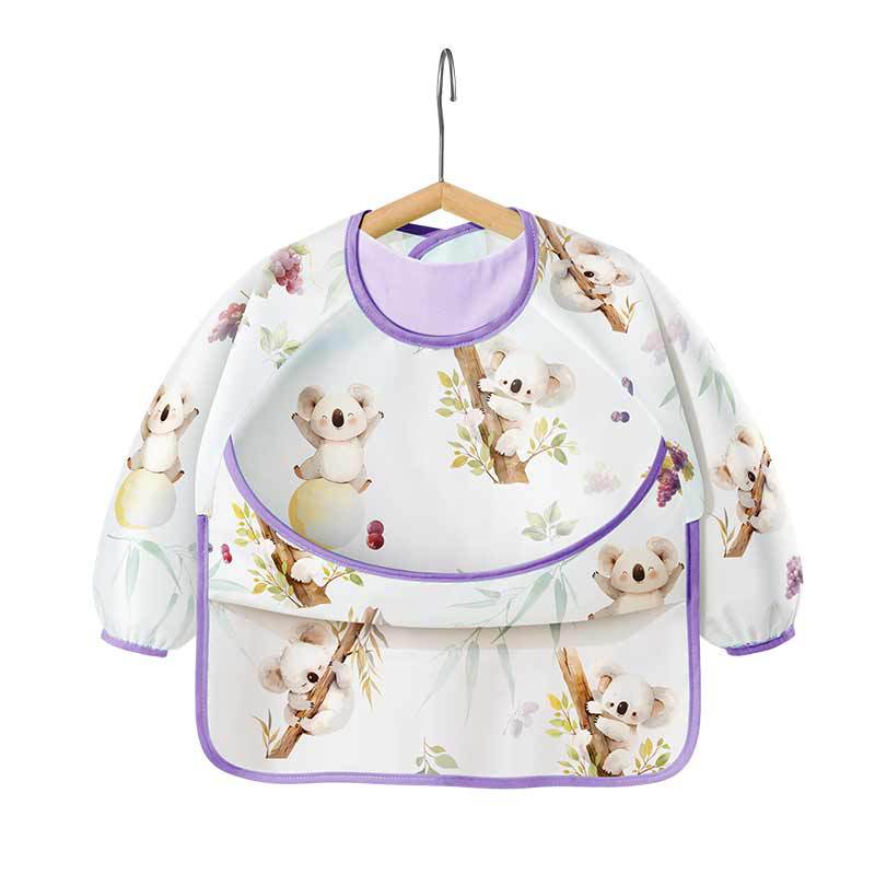 Children's smock apron with sleeves cartoon hand wiping anti-oil and anti-fouling baby eating bib winter wear-resistant and stain-resistant