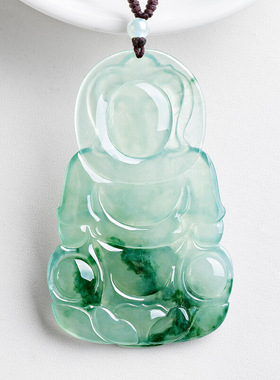 翡翠阳绿飘花观音吊坠情侣礼物款