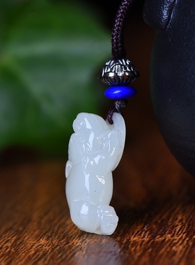 和田玉三足金蝉吊坠挂件男女配饰