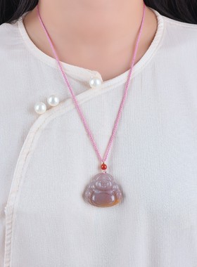 金丝玉大肚佛吊坠女款挂件玉佩