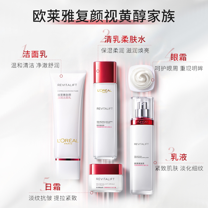 【自营】欧莱雅复颜抗皱积雪草水乳护肤套装