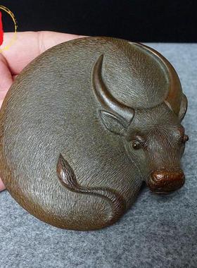 威弗列德实心铜卧牛扭转干 干坤镇纸文镇笔架 中式铜虫茶宠