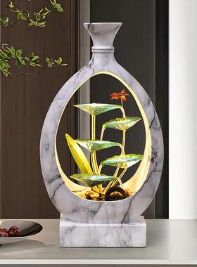 轻奢简约现代流水摆件循环水客厅装饰风水轮招财乔迁新居开业礼物