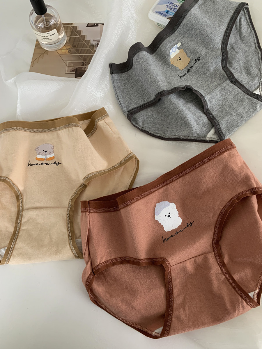 树懒少女可爱卡通小熊纯棉内裤女生中腰全棉抗菌裆短裤透气三角裤,淘宝优惠券,粉丝福利购,淘宝优惠卷