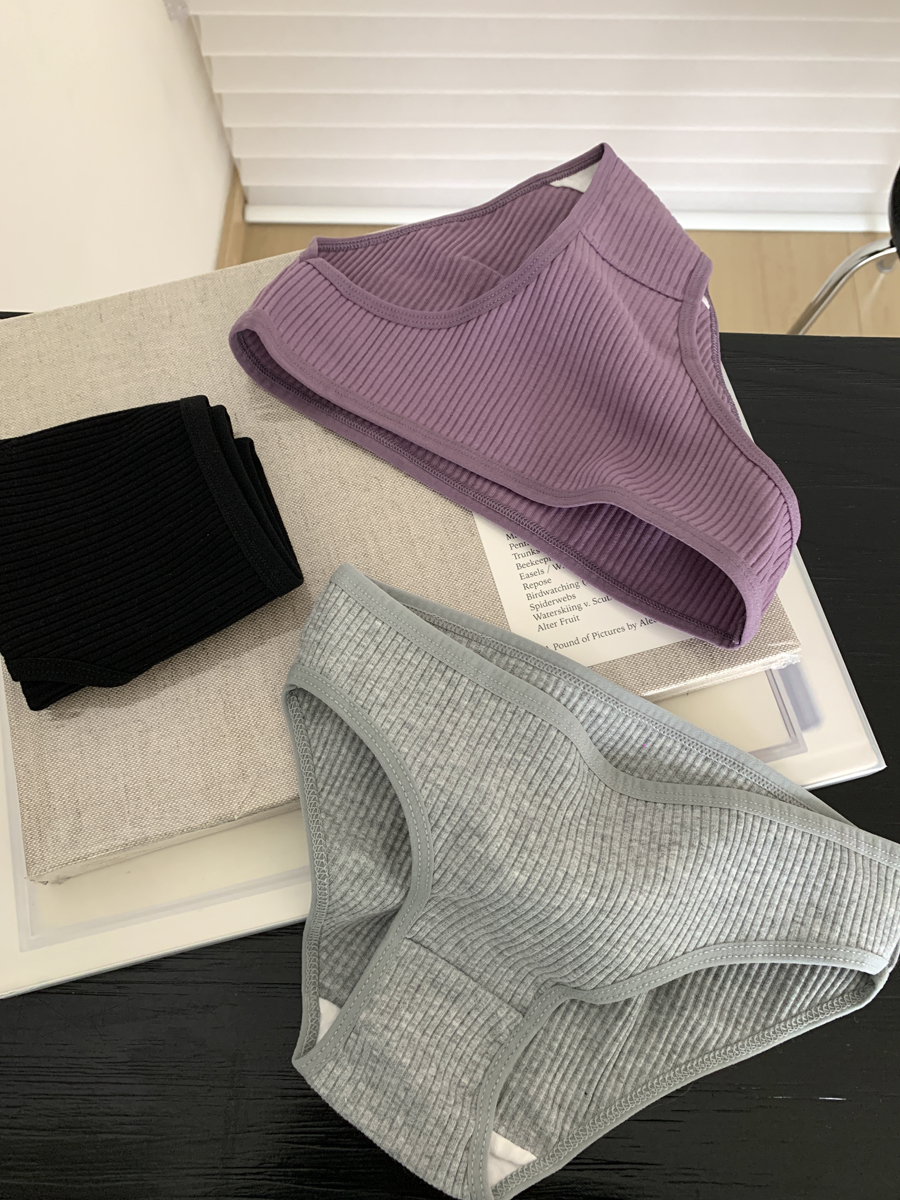 树懒少女日系简约纯色内裤女生纯棉中低腰抗菌透气短裤螺纹三角裤,淘宝优惠券,粉丝福利购,淘宝优惠卷