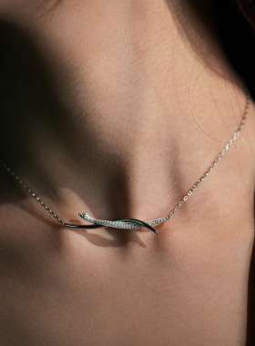 FOS蛇耳环925银锁骨项链明星同款