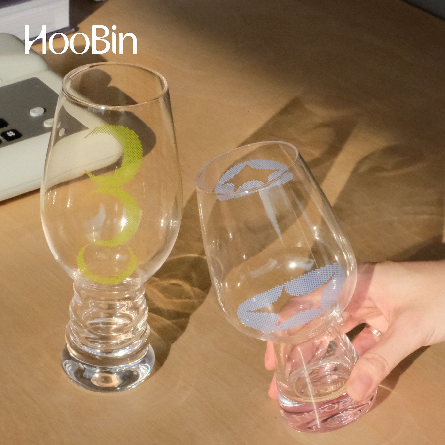 HooBin 星月酒杯套装 透明高脚杯花器 喇叭花像素图案 啤酒杯套装,淘宝优惠券,粉丝福利购,淘宝优惠卷