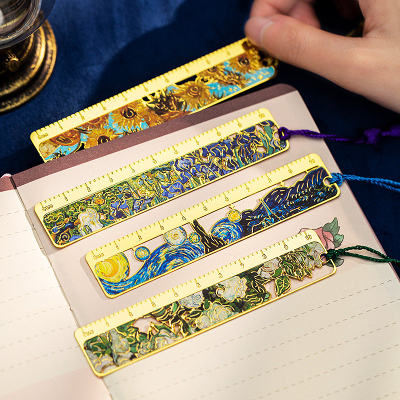 梵高大艺术家油画书签尺古典创意镂空金属书签学生毕业季实用10厘米尺子阅读书页夹小礼物班级团购纪念品定制,淘宝优惠券,粉丝福利购,淘宝优惠卷