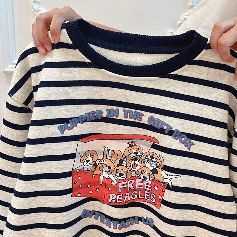 女孩秋冬季6-12-15岁加绒加厚卡通卫衣女童中大童衣服韩版童装潮 - 图1