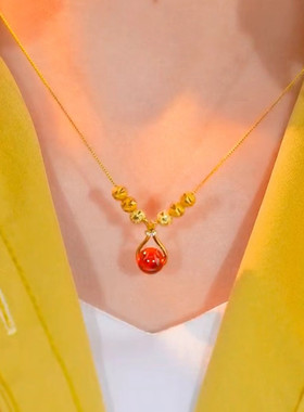 相思豆六福珠项链不掉色网红爆款