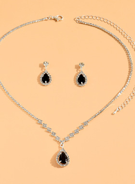 水滴项链耳饰套装礼服婚纱配饰