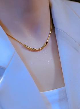 金色十六珠方块项链极简风不掉色