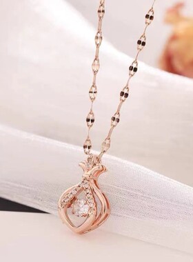 不掉色锁骨链吊坠钛钢网红款金色