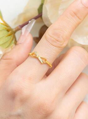 HIBAO喜小宝轻奢镶钻蝴蝶结戒指