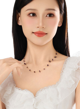 HIBAO喜小宝显白紫色碎石项链