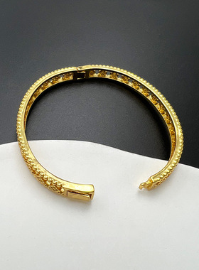 排钻手镯真金电镀18k小众精致网红爆款女黄铜