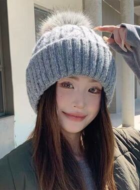秋冬针织麻花保暖护耳帽女