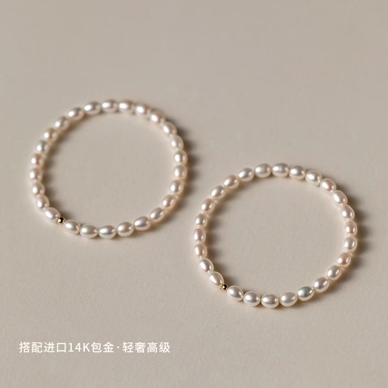 天然淡水小米粒珍珠手链2025年新款潮手饰小众设计感百搭时尚手环 - 图0