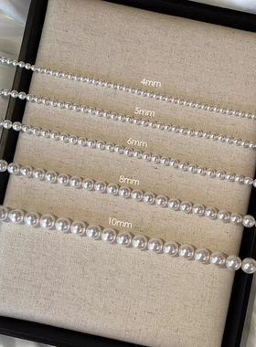 伊灿高亮正圆珍珠项链女慵懒风