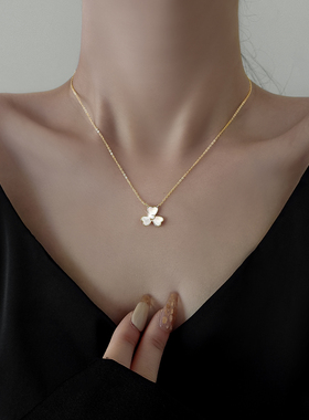 伊灿爱心贝壳三叶草项链女