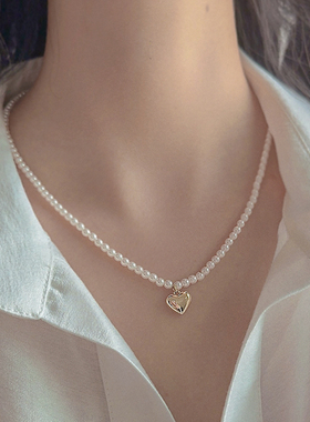 伊灿高级感爱心小米粒珍珠项链女