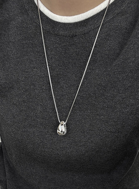 伊灿银色水滴钛钢项链百搭毛衣链