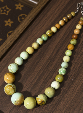 二梦三青【平凡之路】天然绿松石原矿项链女油绿高瓷度锁骨链文玩