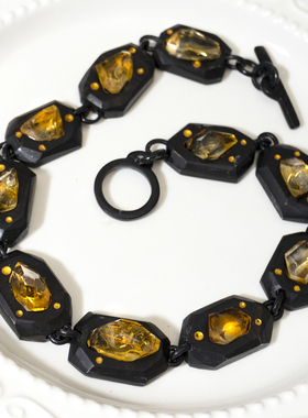 二梦三青【帕米尔的日光】原创小众黄水晶镶嵌项链女时尚欧美高级