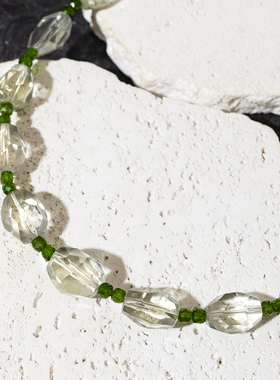 二梦三青【薄荷岛之恋】天然绿水晶项链女时尚百搭锁骨链高级清新