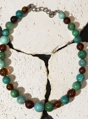 二梦三青【牧野青青】天然天河石项链女蓝色绿色休闲百搭原创小镇