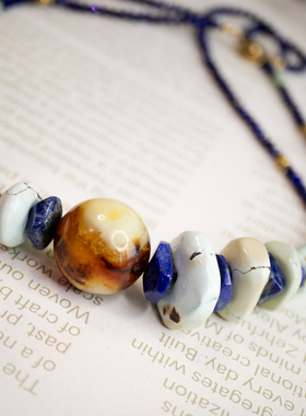 二梦三青【乌托邦之旅】原创小众绿松石项链女青金石复古气质感新