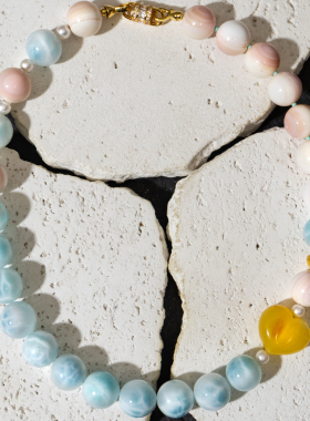 二梦三青【哈勃岛日记】原创设计海纹石项链女女王贝蜜蜡锁骨高级