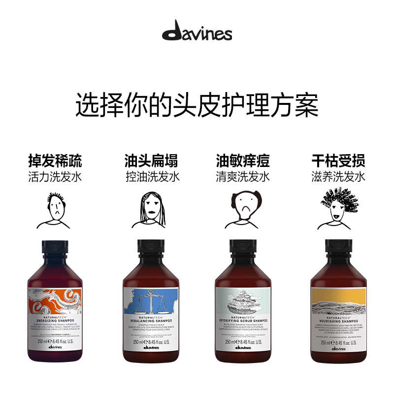 davines大卫尼斯自然清爽洗发水敏感头皮毛囊深层清洁专用洗发水 - 图1