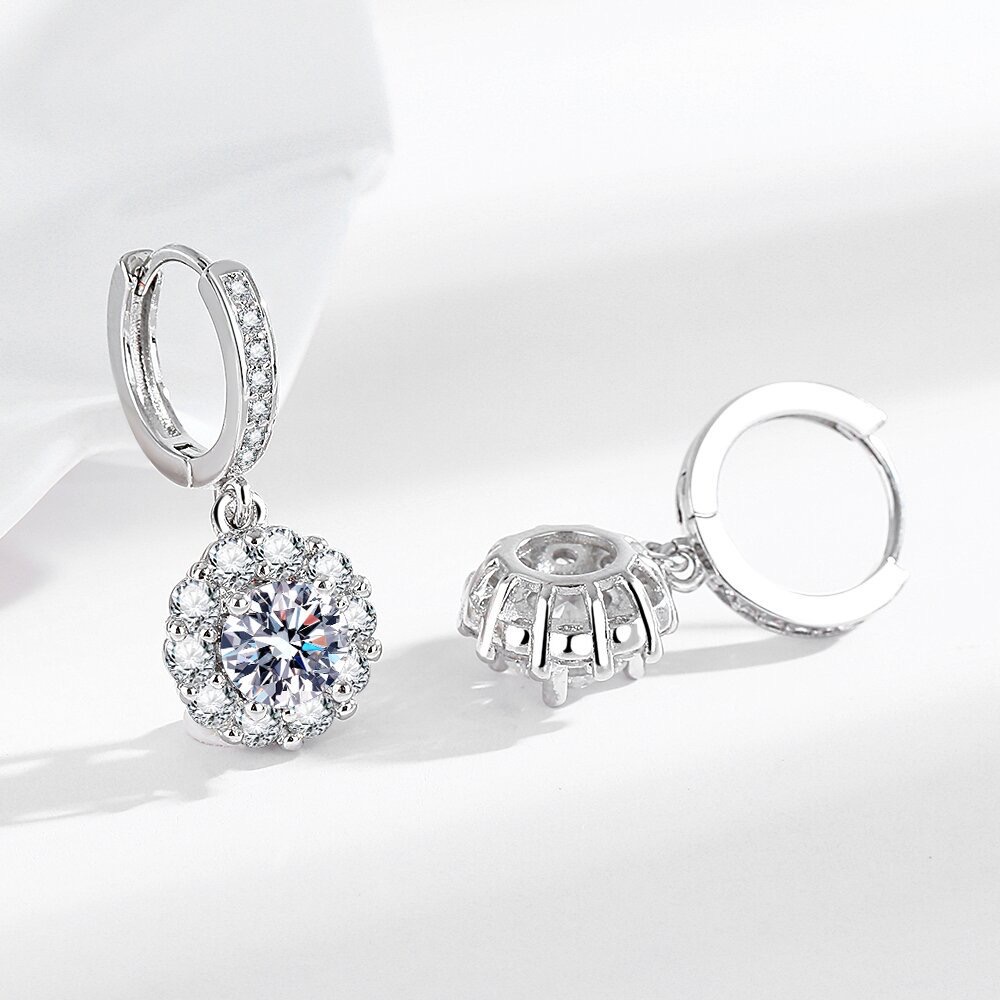 S925银镶嵌莫桑石满钻耳环女日韩时尚气质百搭耳坠个性冷淡风耳饰 - 图0