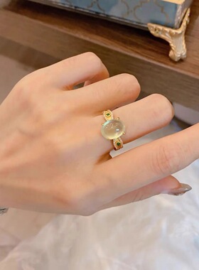 新中式仿翡翠复古天然葡萄石戒指