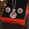 S925 silver millennium rose cut necklace ring earrings