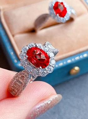 欧美潮流天空蓝托帕石满钻戒指