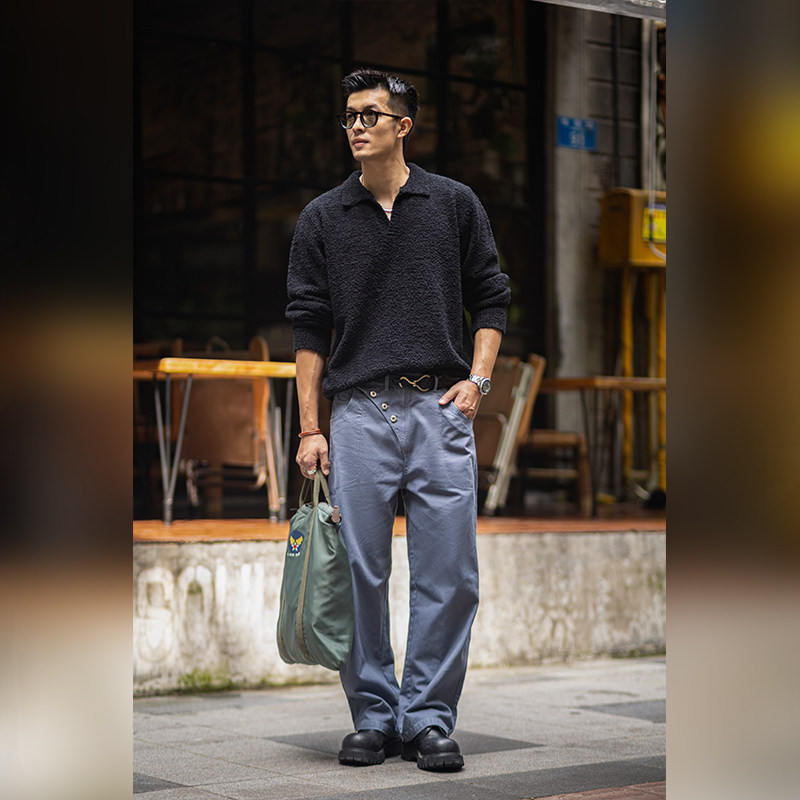 古叔的着 海鸥领慵懒毛衣男秋冬新款长袖套头糯米绒打底针织衫,淘宝优惠券,粉丝福利购,淘宝优惠卷