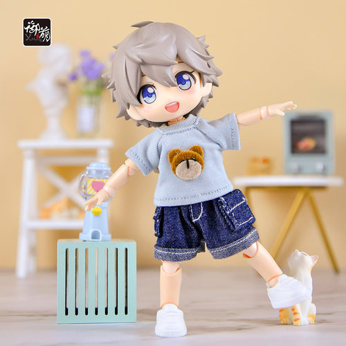 OB11娃衣 小熊短袖T恤背带裤 YMY GSC  UFDOLL 12分bjd娃娃衣服 - 图1