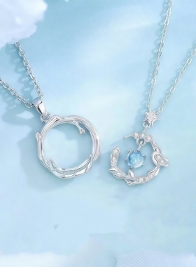 蓝桉与鸟情侣款项链高级感气质