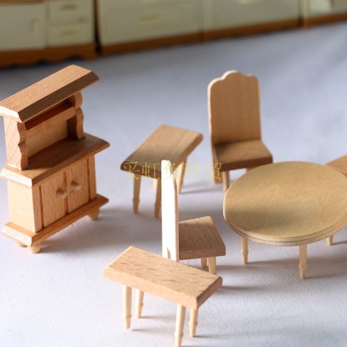 Dollhouse娃娃屋木质小家具场景套装模型迷你桌椅OB1家居道具摆件 - 图0