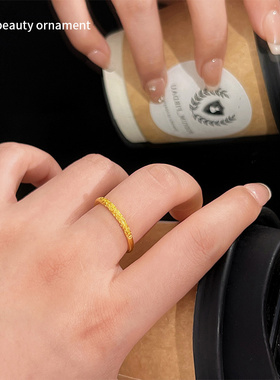 哪咤乾坤圈戒指女小众高级感古法沙金食指戒2025新款百搭对戒饰品