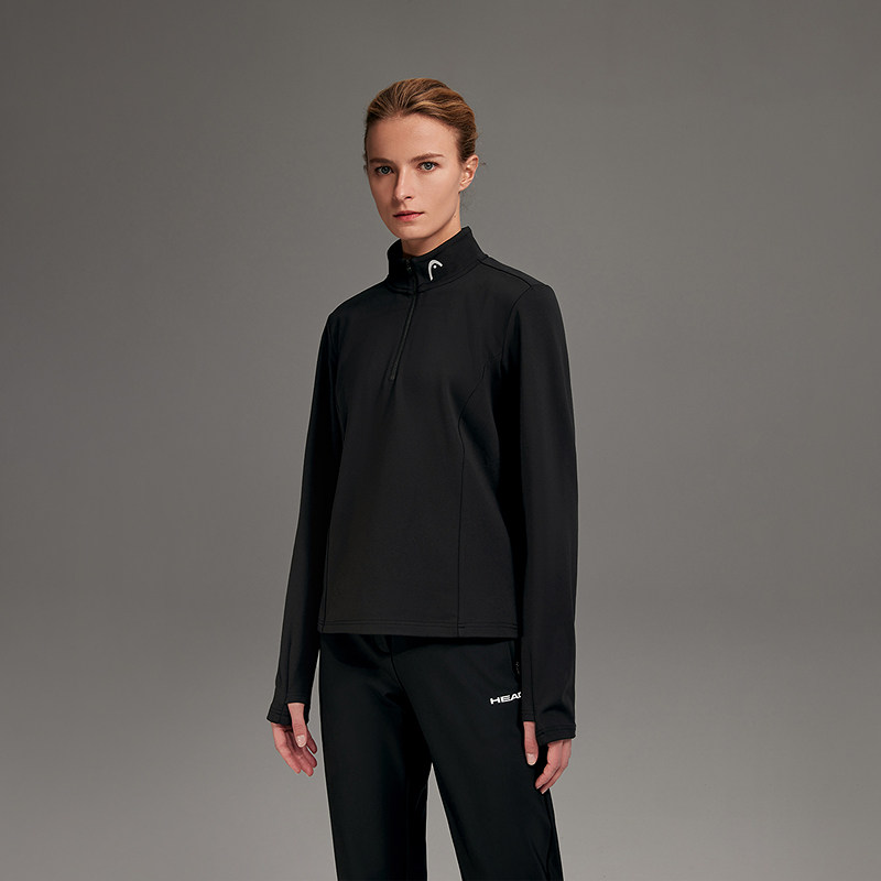 【抗菌polygiene】HEAD海德半开襟运动长袖t恤秋季女士训练服,淘宝优惠券,粉丝福利购,淘宝优惠卷