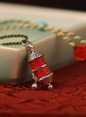 六字真言复古楞严咒女士吊坠泰银