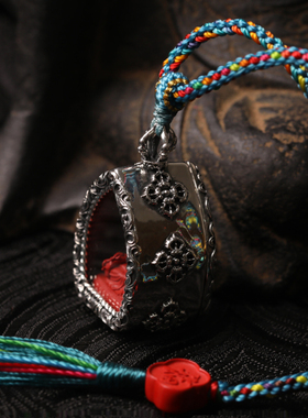 一生安朱砂药师佛吊坠s925纯银镶嵌男女身体平安健康本命年