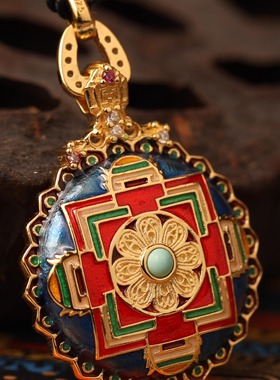 一生安官方旗舰店天然朱砂《坛城金刚杵》吊坠 项链 饰品 礼物