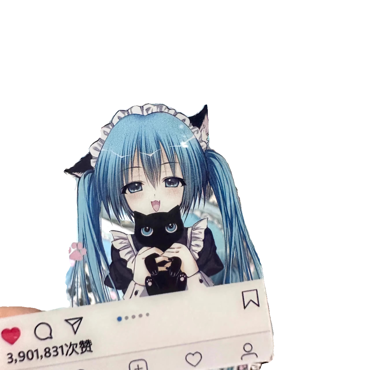 初音未来黑猫女仆Miku同人谷子同人周边桌面摆件吧唧小卡双闪吧唧 - 图3